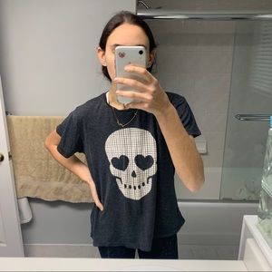 wildfox grey skull tee